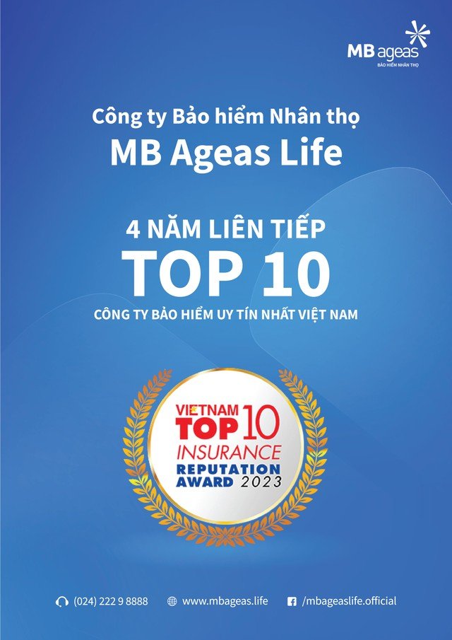 MB Ageas Life 4 năm liên tiếp lọt Top 10 Công ty Bảo hiểm uy tín nhất Việt Nam